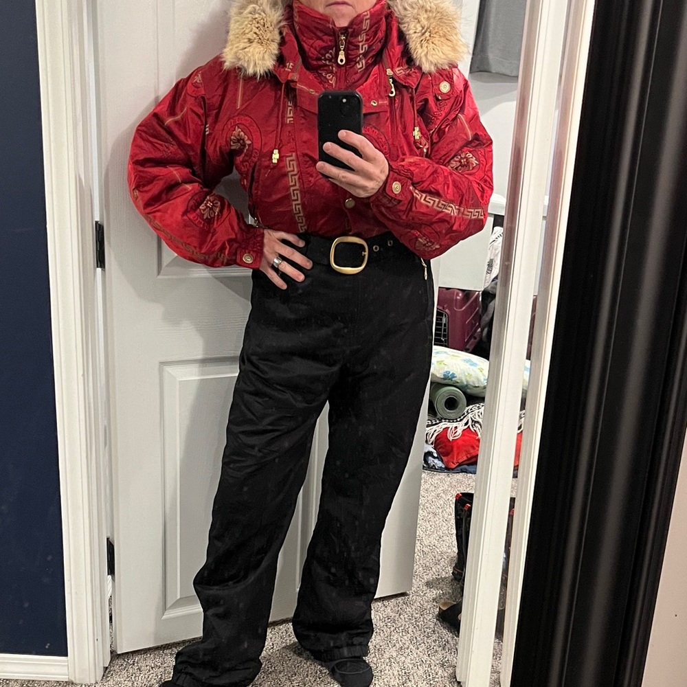 Vintage snowsuit/skisuit with Fur Collar